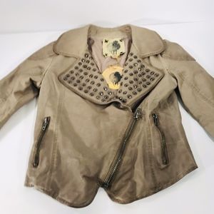 Black Sheep Women’s Studded Jacket Moto Style Tan